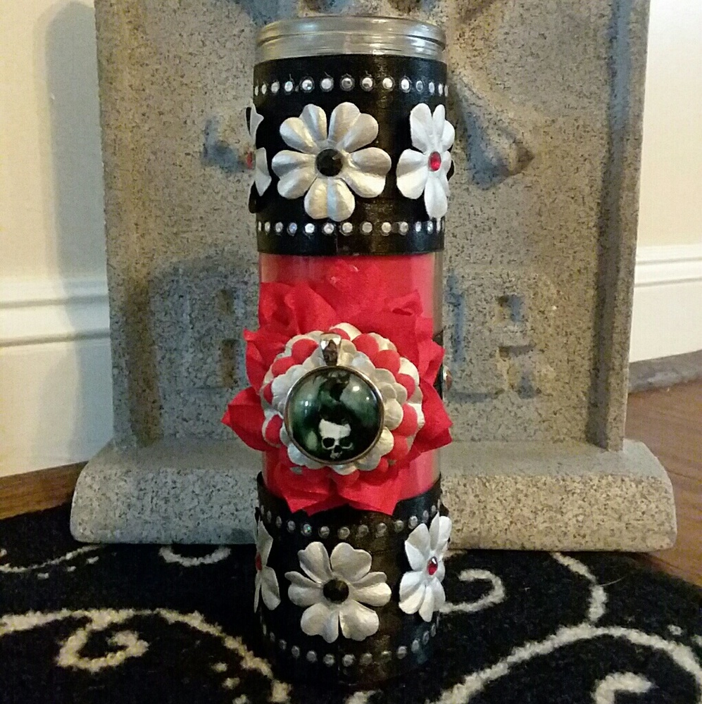 *SOLD* Halloween Goth Kitty Tall Red Candle